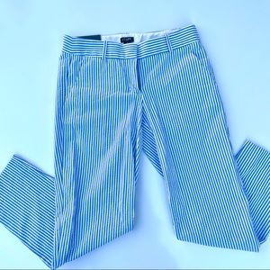 New With Tags J Crew City Fit Blue and White Striped Pants, 00